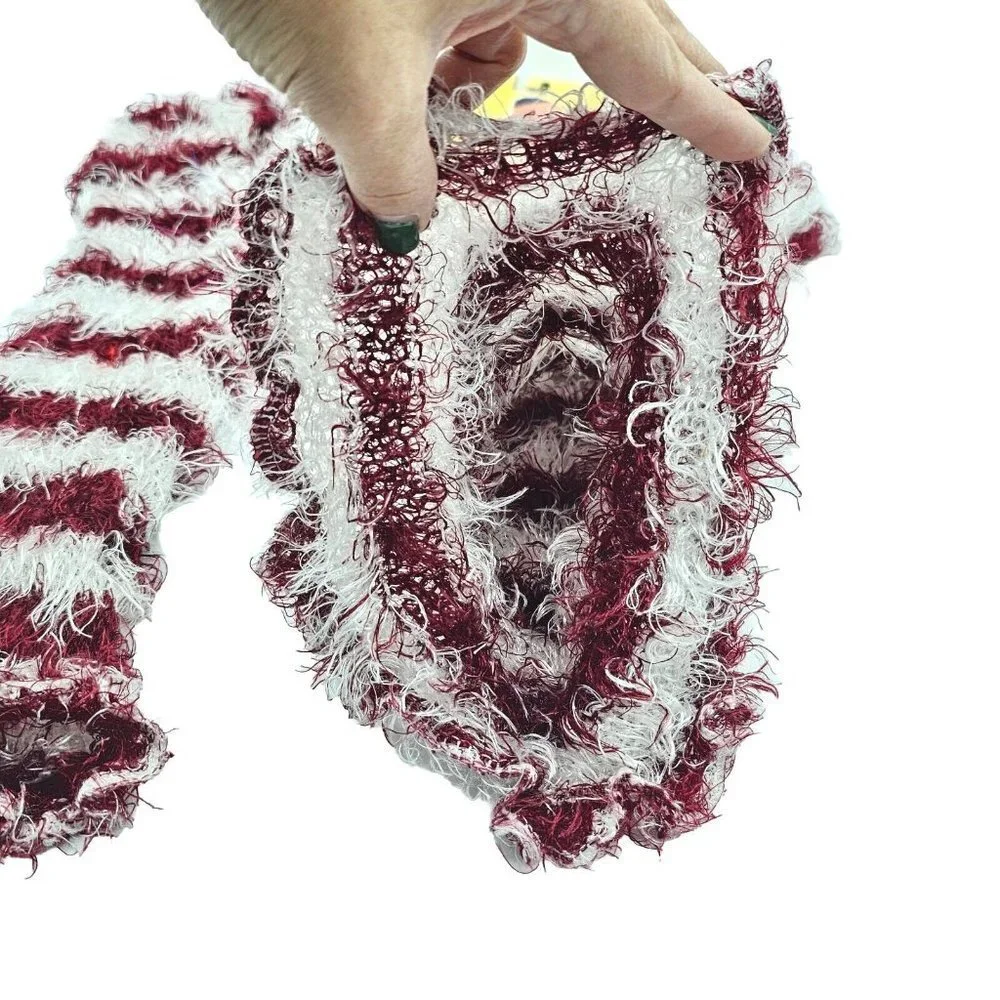 Vtg Y2K Fuzzy Eyelash Shaggy Convertible Scarf Whimsical Indie Sleaze Retro Twee